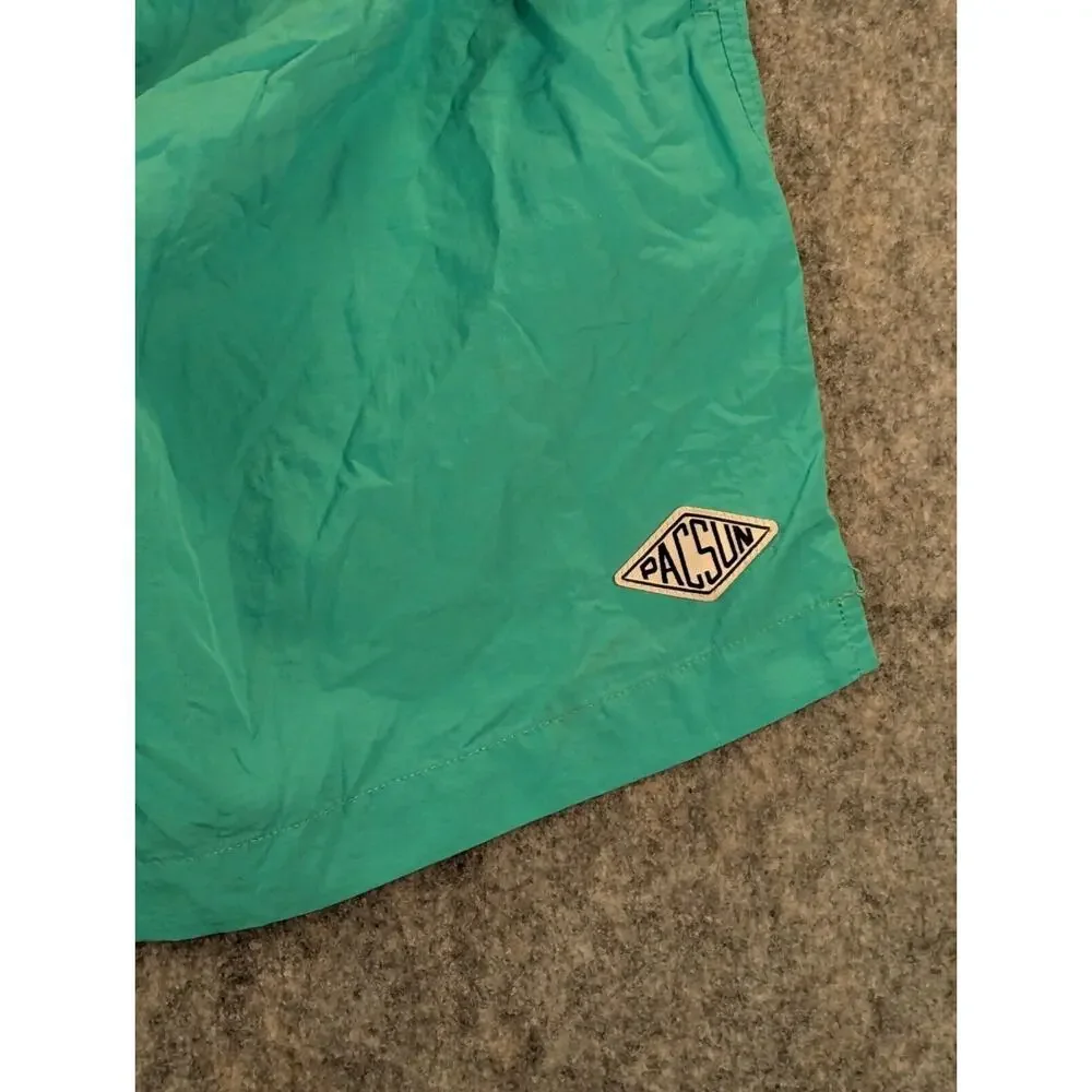 Pacsun Swim Trunks Mens Medium Nylon Teal Pocket Mesh Lining